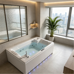 <span class=keywords><strong>Bain</strong></span> à remous d'intérieur de luxe moderne en PVC, design autoportant, expérience de massage immersive à 23 buses, personnalisable pour <span class=keywords><strong>maison</strong></span> d'hôtes - Product Image 1