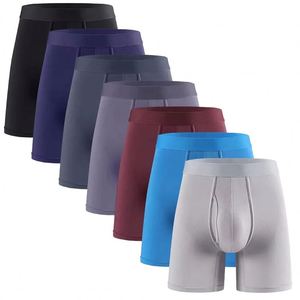 Men's XL Bamboo Fiber Sports <b>Boxer</b> Briefs Open Bottom <b>Long</b> Mid-Rise Underwear Direct Sales From Cross-Border Manufacturer - Product Image 1