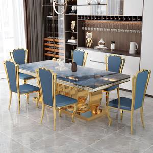 <span class=keywords><strong>Tavolo</strong></span> <span class=keywords><strong>da</strong></span> <span class=keywords><strong>pranzo</strong></span> in <span class=keywords><strong>marmo</strong></span> rettangolare di lusso moderno con gambe in acciaio inossidabile <span class=keywords><strong>oro</strong></span> - Product Image 2