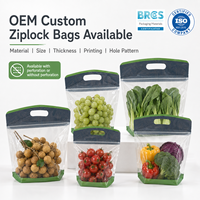 Anti-condens, milieuvriendelijke, food grade ziplock zak, trapeziumvormig, voor bladgroenten, dikke OPP, supermarkt display pouch