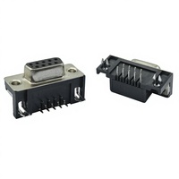 Connecteur femelle RealRun D-Sub 9 broches DR-9P-8.08 à aiguille courbée à 90 degrés avec résistance de contact maximale de 30 m, noir