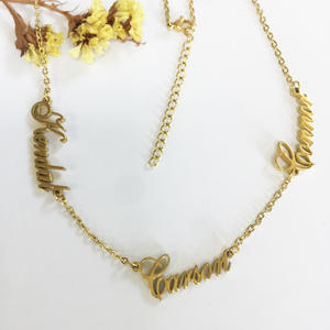 Oro plata chapado en oro rosa de acero inoxidable múltiples alfabeto inicial carta tres nombres collar - Product Image 5