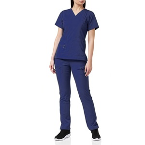 Women Scrub Set V Neck Short Sleeve Pants Moisture Wicking Hospital Dental Clinic Uniform Workwear Split Set S XXL - Product Image 4