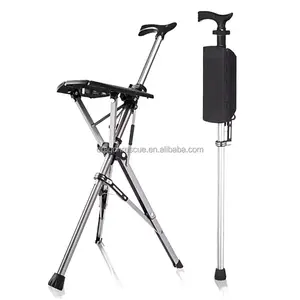 Heavy Duty Walking Cane with Folding Seat 440 lbs Capacity Adjustable Canes  with Seats for Heavy Weight Thick Aluminum Alloy Cane Stool Seat Chairs