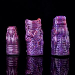 NNSX Dog Knot Sheath Silicone Penis Sleeve with Anti-drop Ring Deep Purple <b>Dildo</b> Extender Cock Enlargement Sex Toys for Men - Product Image 3