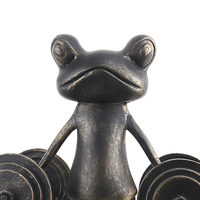 Sculpture amusante de grenouille haltérophile, art métallique fait main, finition bronze antique, design moderne et luxueux, accessoires de bureau pour la maison