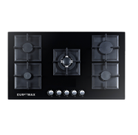Table de cuisson à gaz encastrable 5 brûleurs en verre trempé, avec protection anti-extinction de flamme, pour usage domestique (OEM/ODM usine)