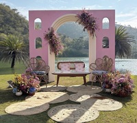 Idées de toile de fond pour événements, mur de fleurs roses, arc-en-ciel, pour la scène de mariage