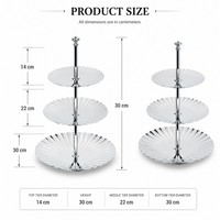 Support à dessert ovale moderne et durable à 3 niveaux en acier inoxydable, plateau de service pour gâteaux, collations, présentation de table de fête, décoration