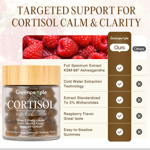 Gomitas de Cortisol Ashwagandha KSM-66 80mg, L-Teanina, GABA, 5-HTP, Cereza Ácida, Azafrán, B6, Suplemento para el Sueño y el Equilibrio Hormonal - Product Image 5