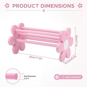Pink Wooden Hairband <b>Stand</b> Flower Shape Solid Wood Headband Organizer For Makeup Room Storage - Product Image 3