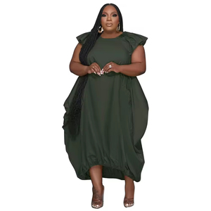 Best Selling Products Summer Fashion <b>Plus</b> <b>Size</b> Women's Solid Color Double <b>Pocket</b> Loose <b>Dress</b> - Product Image 6