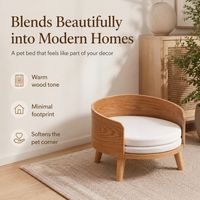 Lit pour chat en bois massif de qualité supérieure, moderne, avec coussin, écologique, durable, confortable, meubles de salon (emballage en carton)