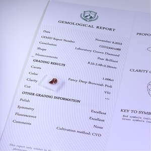 Diamante de color rosa marrón EX Cut Lab Grown Diamond Precio al por mayor CVD Lab Diamond con certificado <span class=keywords><strong>GEMID</strong></span> - Product Image 2