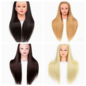 Tête de mannequin professionnelle pour la formation en coiffure, <span class=keywords><strong>cheveux</strong></span> synthétiques lisses et ondulés, modèle d'entraînement pour la coupe et le tressage - Product Image 1