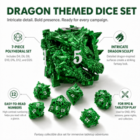 Ensemble de dés DND en métal vert dragon, faits à la main, écologiques, 7 pièces, dés polyédriques à pointes, pour jeux de rôle Dungeons & Dragons, jeux de société