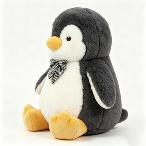 Peluche de pingüino personalizado, pingüino sentado de peluche, peluche de pingüino suave gris y blanco - Product Image 2