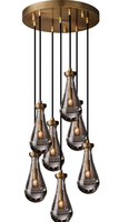 Lustre moderne en cristal, lustre en forme de goutte de pluie, luminaire suspendu pour duplex, salle à manger, éclairage suspendu LED, lustre pour escalier