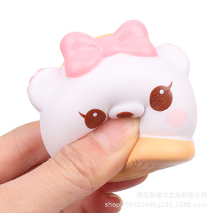 Oso de espuma de poliuretano con lazo rosa, juguete antiestrés de rebote lento para niñas de 5 a 7 años - Product Image 5