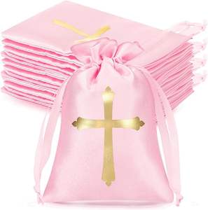 Pochette en satin sac fête faveur bonbons sacs or croix cadeau sac bijoux pochettes pour baptême première <span class=keywords><strong>Communion</strong></span> bébé douche faveur - Product Image 2
