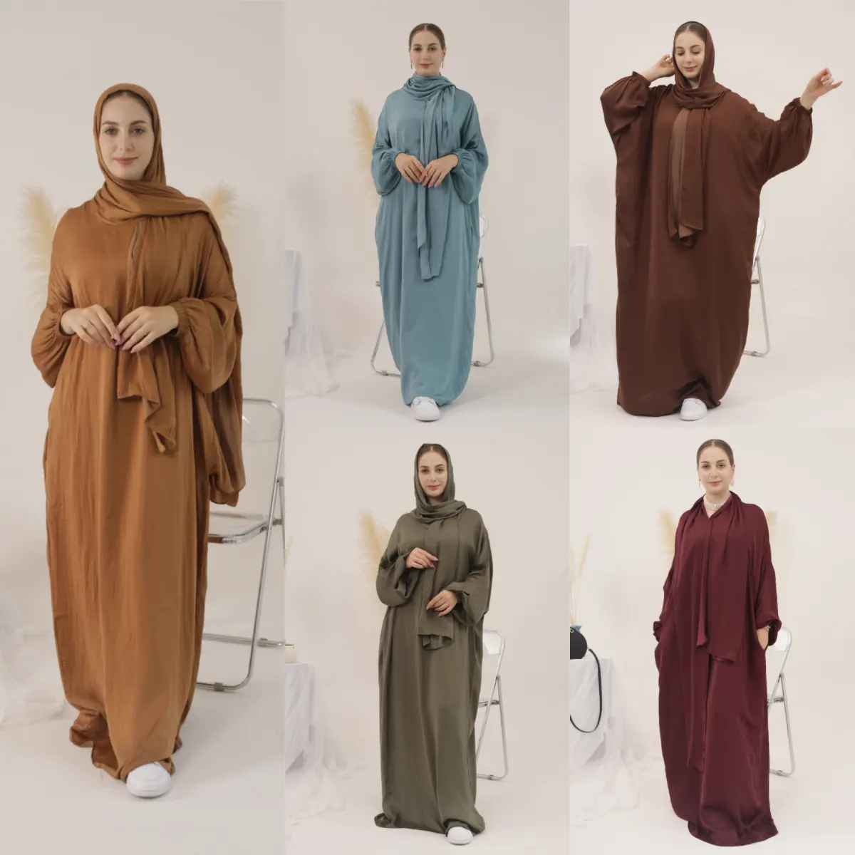EID Hoodie Plus size Jilbab Abaya Dress wth Hijab Islamic Clothing Modest Dresses for Muslim Women