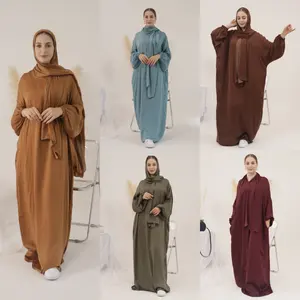 EID Hoodie Plus Size Jilbab Abaya Dress Wth Hijab Islamic Clothing Modest Dresses For Muslim Women