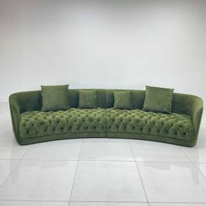 Sofá Curvo Francés para la Sala de Estar. Diseño Creativo de Superficie Lunar del Diseñador. Sofá Moderno en el Amplio Penthouse. - Product Image 1