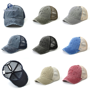 Casquette de Baseball en Coton Lavé Queue de Cheval Maille Sport Papa Mère Diverses Couleurs Chapeau de Camionneur Broderie Chapeau en Détresse - Product Image 2