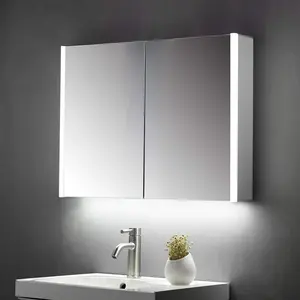 China Manufacturer LED Bathroom Cabinet Mirror With Double Door Touch Switch Lighted By TUV TCB CE ETL Certificated