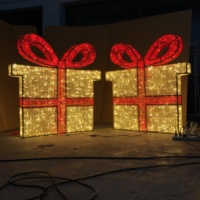 Caja de Regalo Gigante Decorativa LED 3D Personalizable con Brillantina para Hoteles, Centros Comerciales, Motivo Luminoso Navideño 3D para la Temporada Festiva