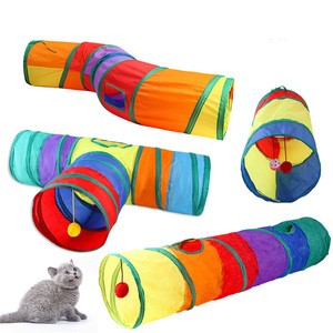 Gato plegable de juguete para mascotas, túnel interactivo curvo de canal colorido para interior, pasarela de arcoíris - Product Image 1