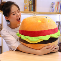 Peluche en forme de collation de dessin animé, style coussin, en polyester, unisexe, burgers, saucisses, pop-corn, frites, pain, crème glacée, en gros