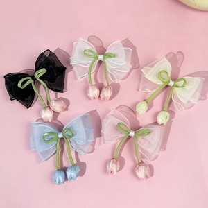 Set <span class=keywords><strong>de</strong></span> Lazos para el Cabello Hechos a Mano con Diseño Romántico Francés, con Flores <span class=keywords><strong>de</strong></span> Tulipán, Borlas y Lazos <span class=keywords><strong>de</strong></span> Satén, Estilo Coquette - Product Image 3