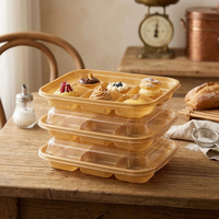 Boîtes à gâteaux jetables avec couvercle transparent anti-buée en PET et fond en plastique kraft pour donuts et desserts à emporter