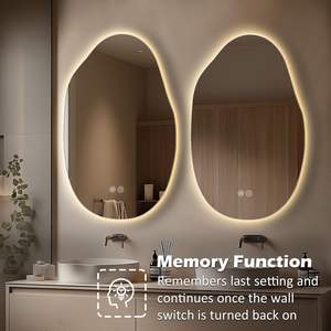 <span class=keywords><strong>Espejo</strong></span> de Baño LED Inteligente Bluetooth, Multifuncional, sin Marco, Antivaho, con Retroiluminación de Patrón Irregular, Personalizado al por Mayor para Hotel - Product Image 6