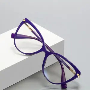 Jiuling eyewear אופנה תוספות סגנון עין חתול רגיל המשקפיים גבוהה סוף בציר נשים כחול אור חסימת משקפיים מסגרת משקפיים