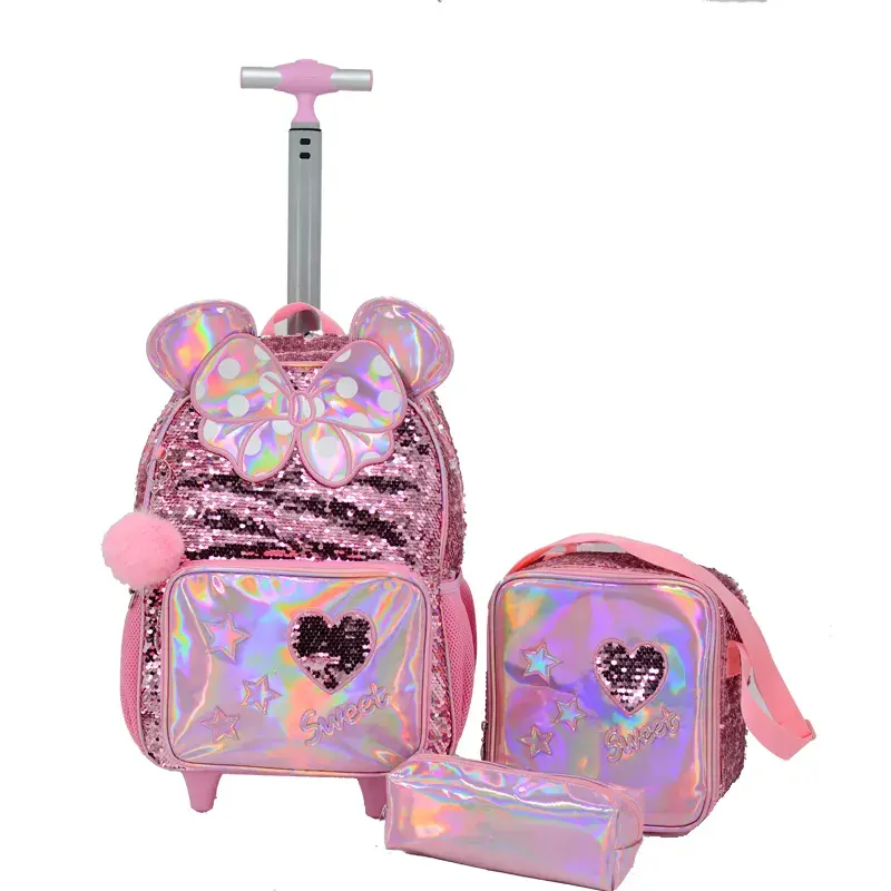Для сравнения, Детский рюкзак на колесиках с двумя боковыми блестками