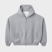 Kustom logo kelas berat 100% katun kotak Crop Fit Zip up Hoodie celana pelari desain Hoodie jalan tinggi Hoodie ritsleting celana