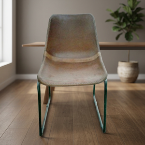 Modern Industrial & <b>Vintage</b> Reclining Iron Metal Dining Chair with Faux Leather Seat for Home Hotel Villa Dining Rooms - Product Image 3