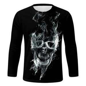 T-shirt à manches longues en tricot pour homme, imprimé 3D motif main ensanglantée, coupe classique, vêtement décontracté - Product Image 2