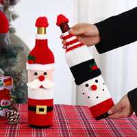 Housse de bouteille de vin tricotée de Noël, Père Noël, Bonhomme de neige, Renne, Décoration de table de Noël, Pull pour bouteille de vin pour cadeau de fête