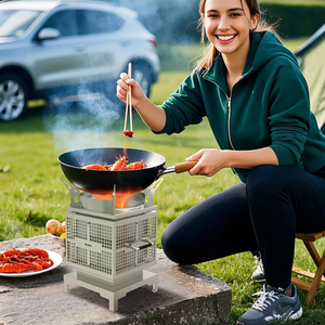 KEON Fabricant Personnalisé Vente en Gros Portable En Acier Inoxydable 201 Moderne En Plein Air Pique-Nique Brûlant Combinaison Poêle À <span class=keywords><strong>Granulés</strong></span> De <span class=keywords><strong>Bois</strong></span> - Product Image 6