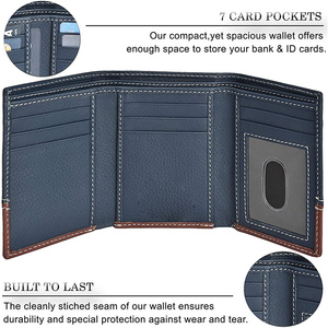 Người Đàn Ông Tối Giản Của Da Chính Hãng Ví Bifold Với Mở Đóng Cửa Chặn Chủ Thẻ Và Phía Trước Túi Tiền Clip - Product Image 3