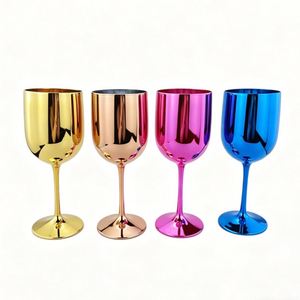 Verre à vin rouge et champagne en plastique électroplaqué de 450 ml avec pied, idéal pour les mariages, la restauration et les fêtes – Vente en gros personnalisée - Product Image 4