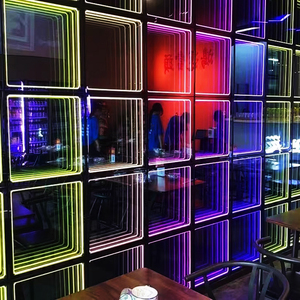 Custom 3D Logo Infinity <b>Mirror</b> Sign 50*50 Square RGB <b>Wall</b> Mount Multi Colors Neon Lighting Hotels Offices Decoration - Product Image 3