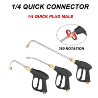 Pistolet à eau multi-angle 1/4 à connexion rapide Tige en acier inoxydable Lance à jet Nettoyeur haute pression 6 tailles Outils de nettoyage de voiture