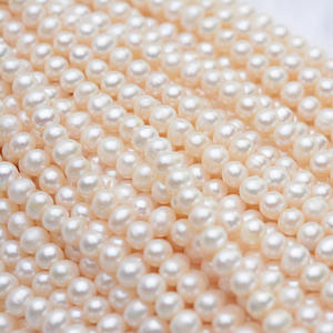 Perlas Sueltas Semiterminadas de 6-7 mm Casi Redondas al por Mayor, Perlas Semiterminadas de 6-7 mm Casi Redondas con Ligeras Imperfecciones para Collar - Product Image 1