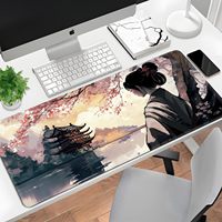 Tapis de souris XXL surdimensionné à motif floral personnalisé, imperméable, antidérapant, avec bordure renforcée