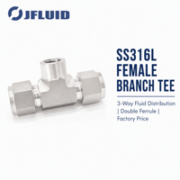 Raccord en T femelle en acier inoxydable OJFLUID à double ferrule de compression 316 pour système d'instrumentation pneumatique industriel