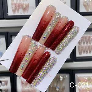 3D maravilloso Cristal de alta calidad 100% hecho a mano Gel arte prensa en las uñas al por mayor de alta calidad ataúd uñas artificiales - Product Image 5